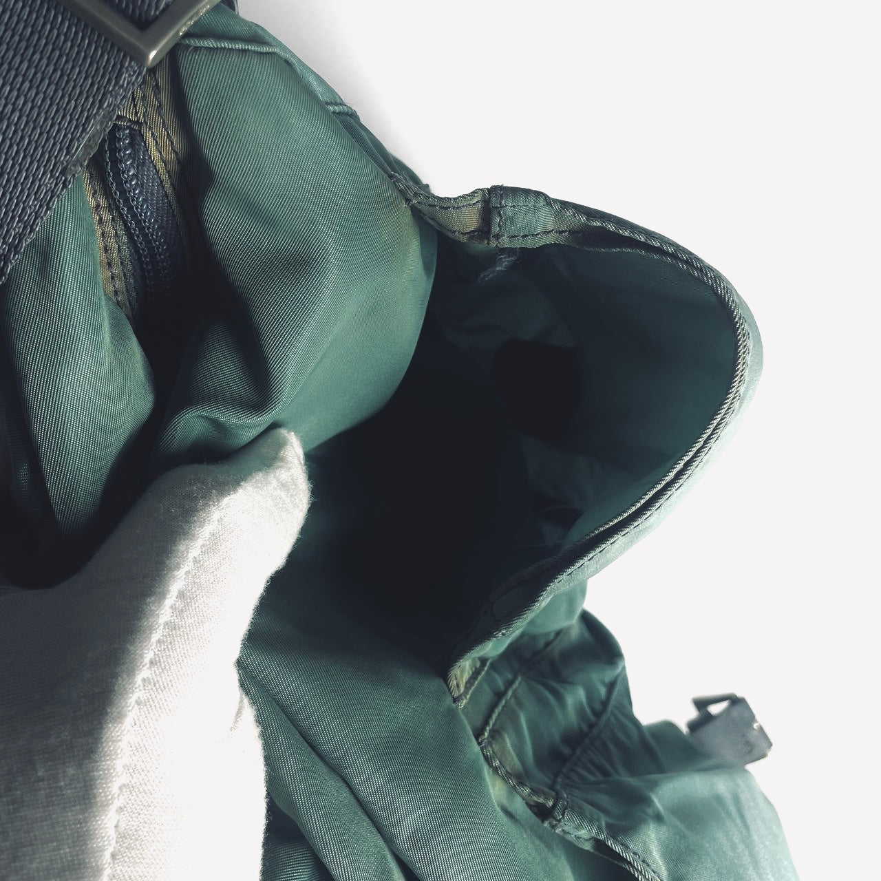 Prada Teal Green Tessuto Classic Monogram Logo Nylon & Leather Flap Shoulder Sling Bag