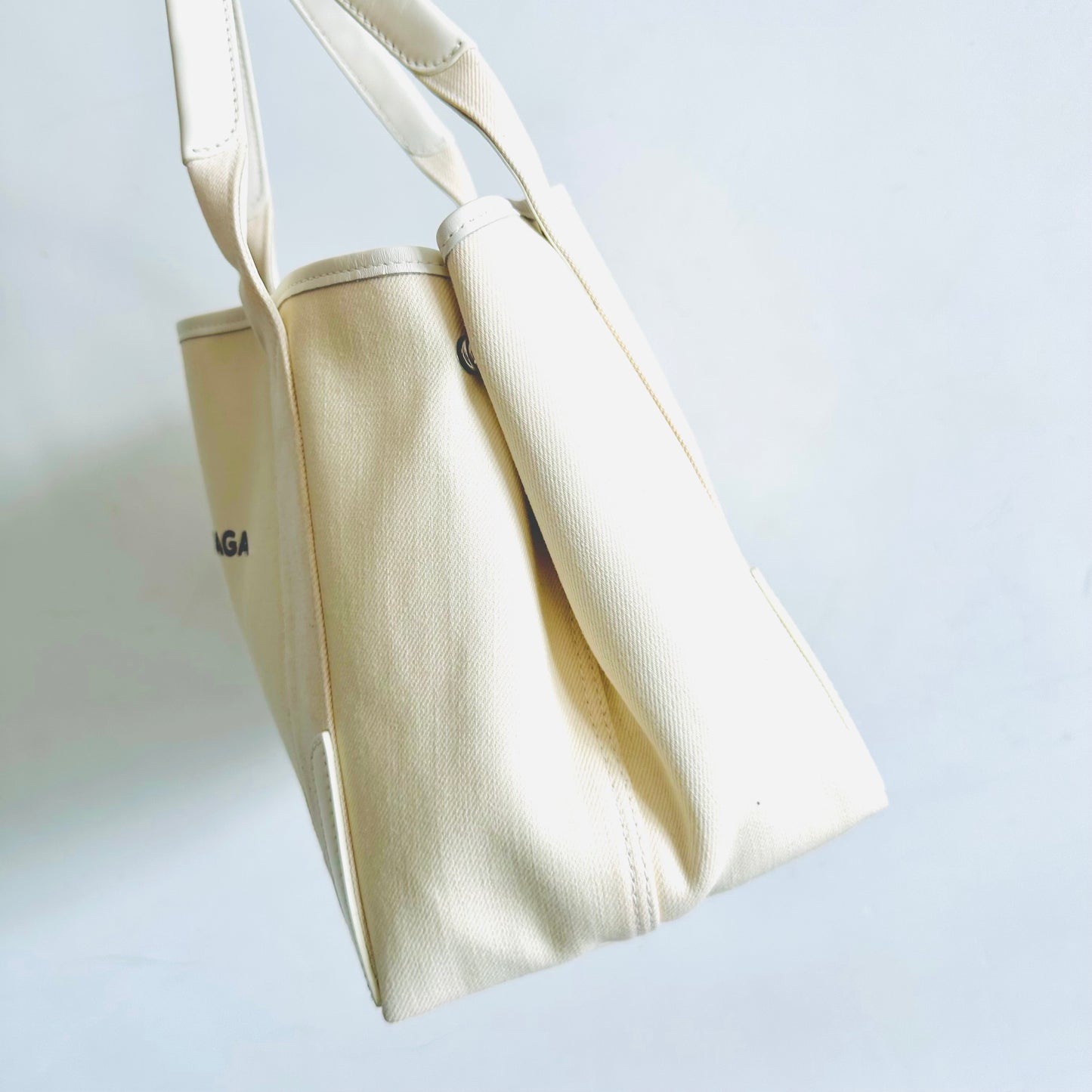 Balenciaga Cabas White Small S Structured Shoulder Shopper Tote Bag With Pouch