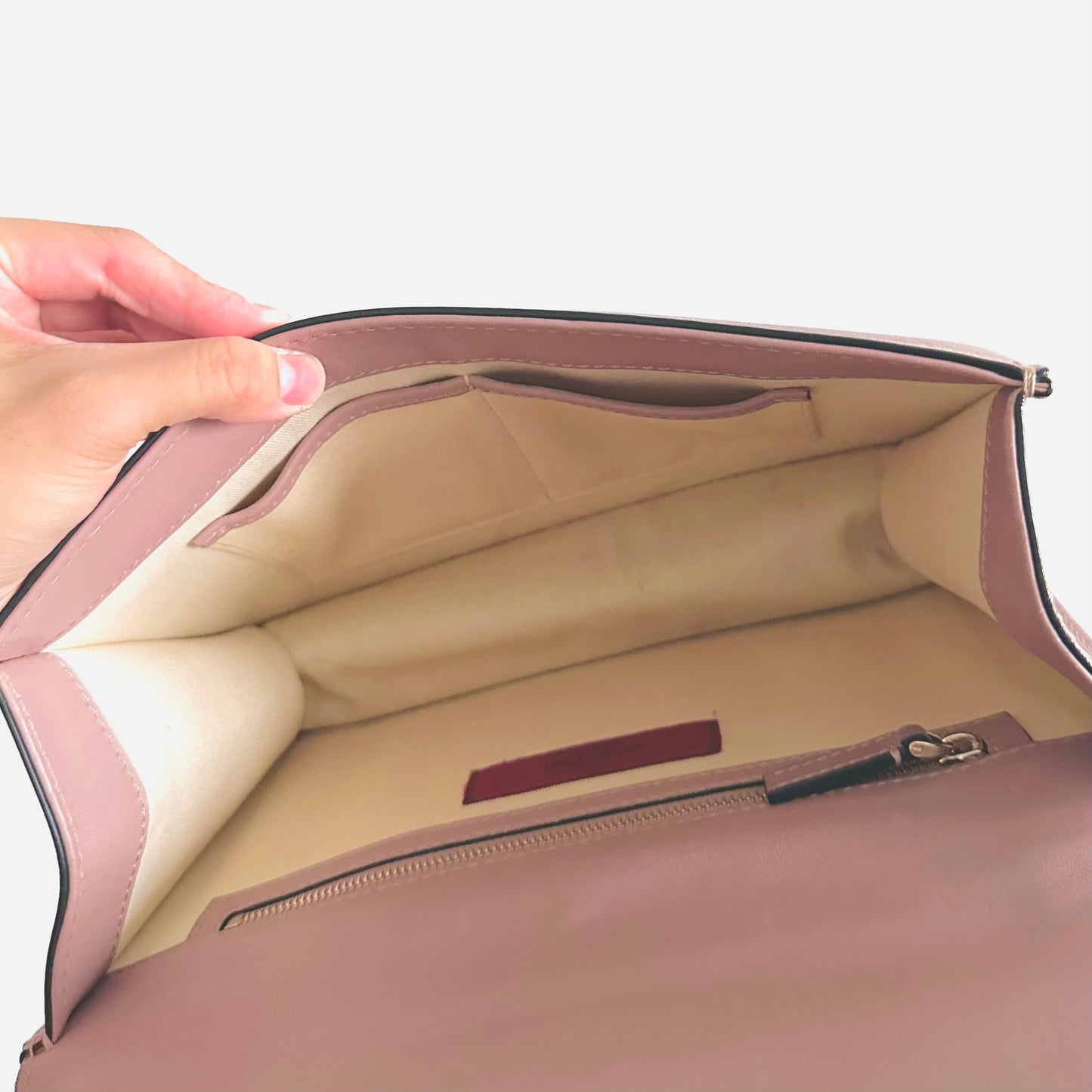 Valentino Rockstud Glam Lock Mauve Blush Pink GHW 2-Way Medium Flap Shoulder Sling Smooth Leather Bag