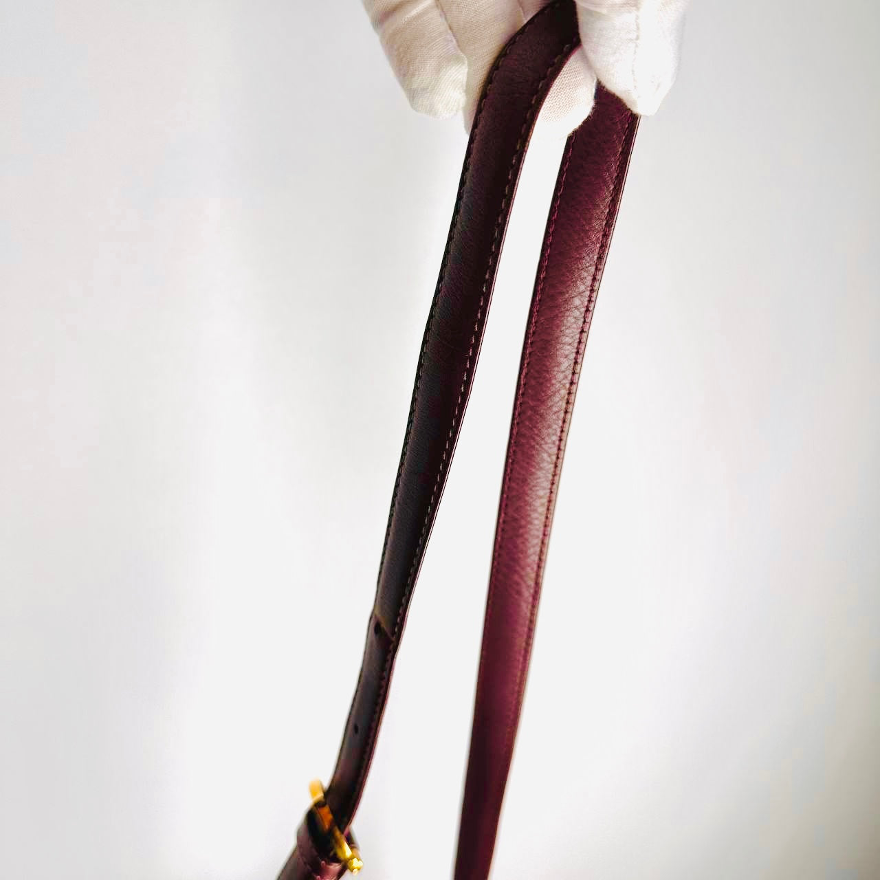 Cartier Must / Mast de Cartier Maroon Burgundy GHW Smooth Leather Bucket Shoulder Drawstring Bag
