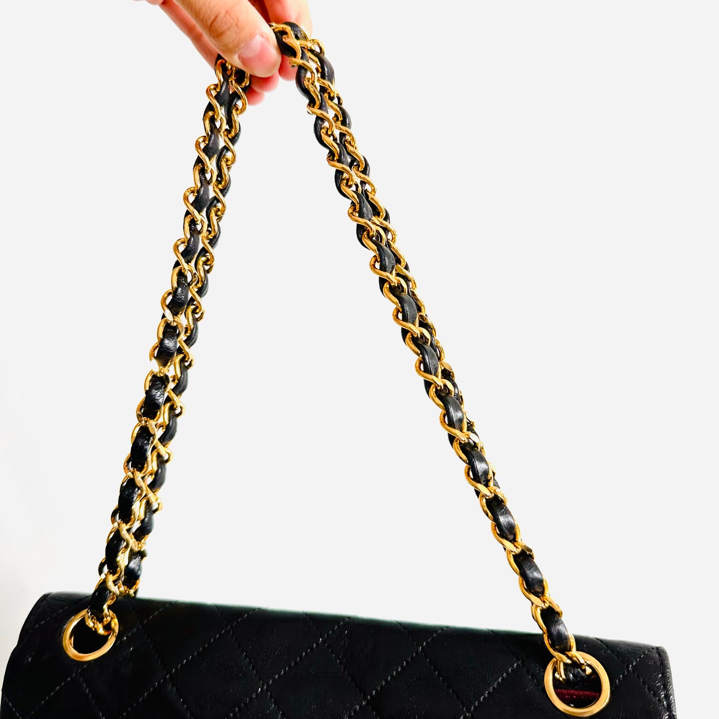 Chanel CC Black GHW Logo Small Square Classic Single Flap Quilted Lambskin Turnlock Vintage Shoulder Sling Bag