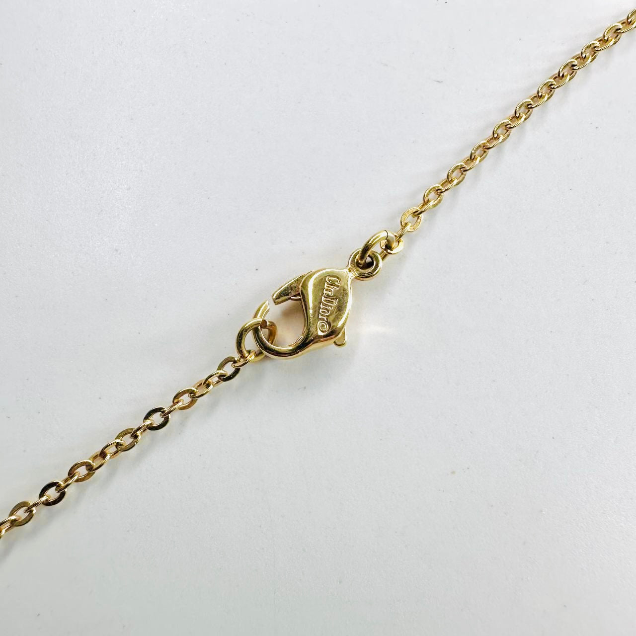 Christian Dior CD Monogram Logo Heart Gold & Crystals Vintage Chain Necklace