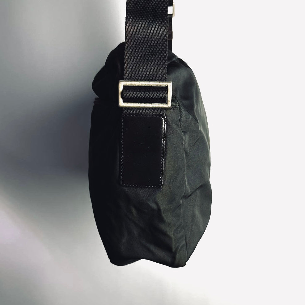 Prada Dark Khaki Green Monogram Logo Tessuto Sport Nylon & Leather Camera Shoulder Sling Bag