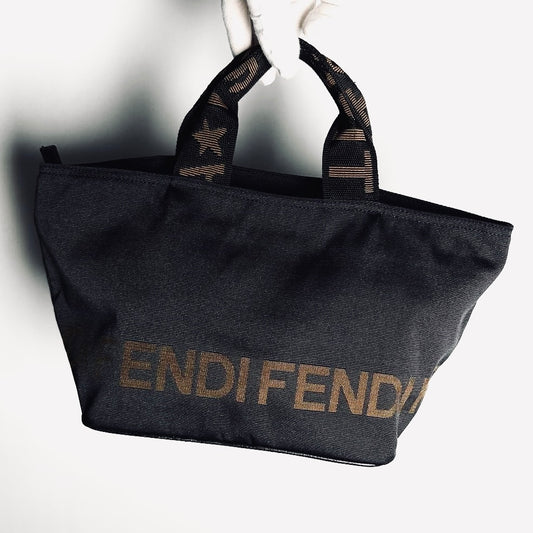Fendi Black Zucca FF Roma Monogram Logo Bucket Shopper Tote Bag