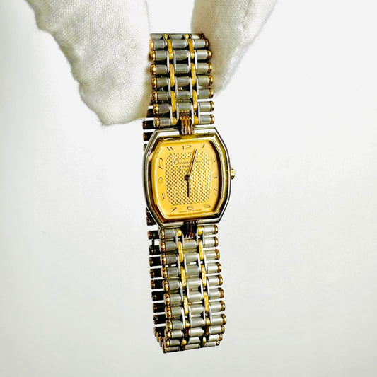Christian Dior CD Monogram Logo Two Tone Gold Stainless Steel 22MM Quartz Watch