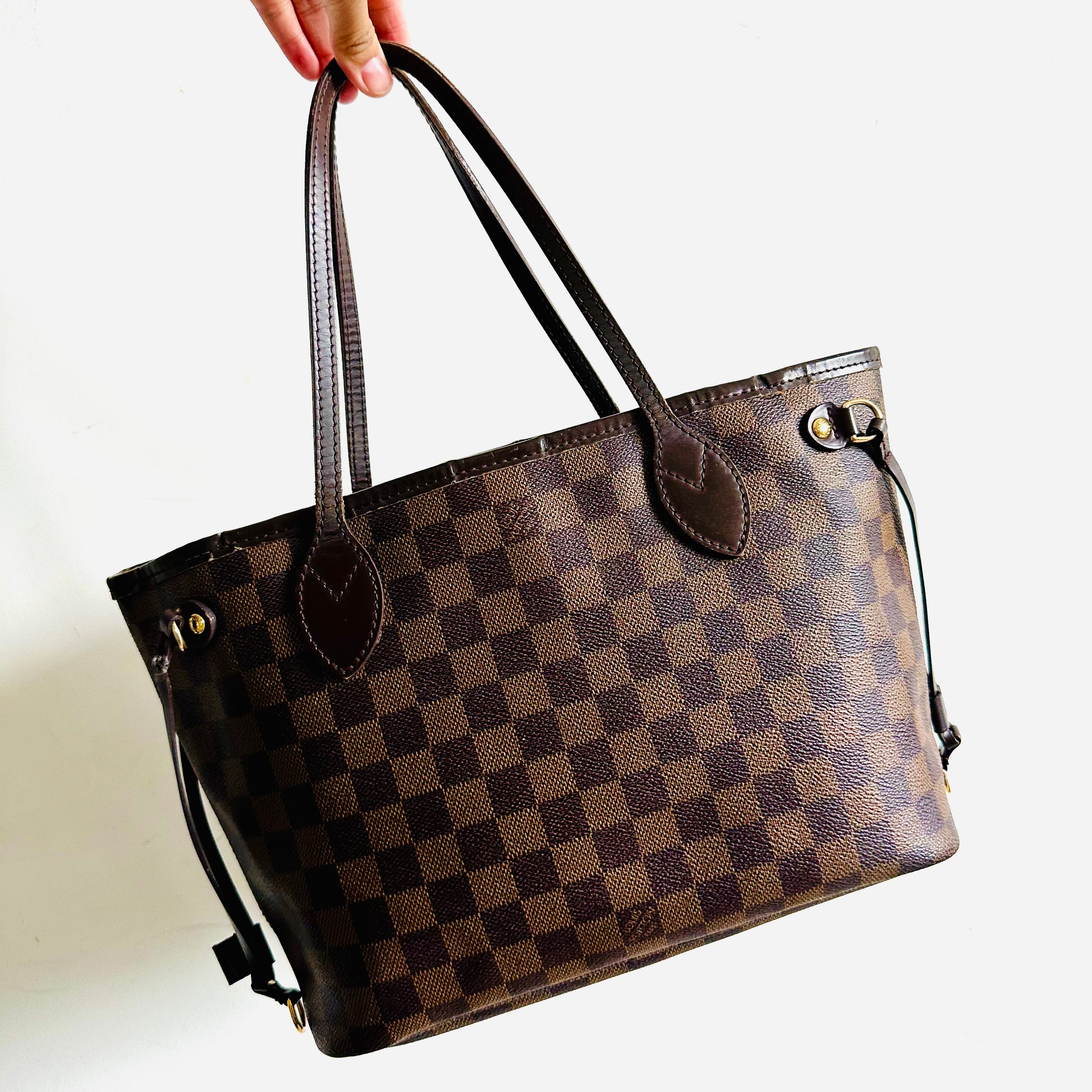 Louis Vuitton LV Neverfull PM Damier Ebene DE Monogram Logo GHW Shoulder Shopper Bag