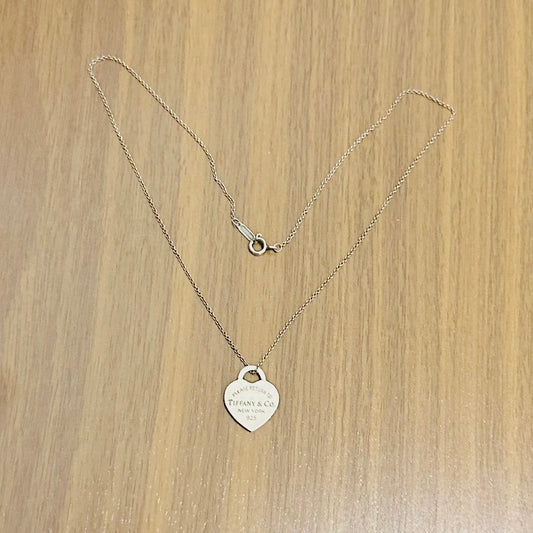 Tiffany & Co T&C Return To Tiffany Padlock Large Heart Pendant Classic Sterling Silver 925 Chain Necklace