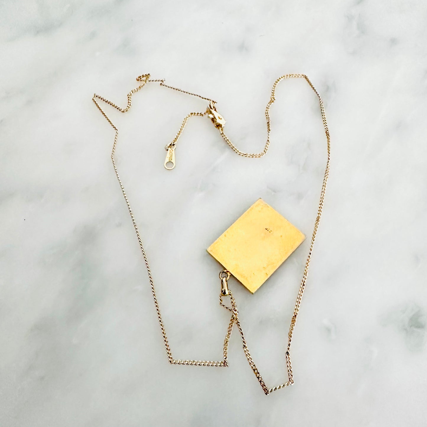 YSL Yves Saint Laurent Black & Gold Monogram Logo Pendant Chain Necklace