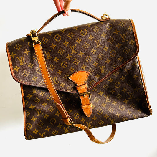 Louis Vuitton LV Bel Air Ivy Beverly Monogram Logo GHW 2-Way Top Handle Shoulder Sling Tote Bag