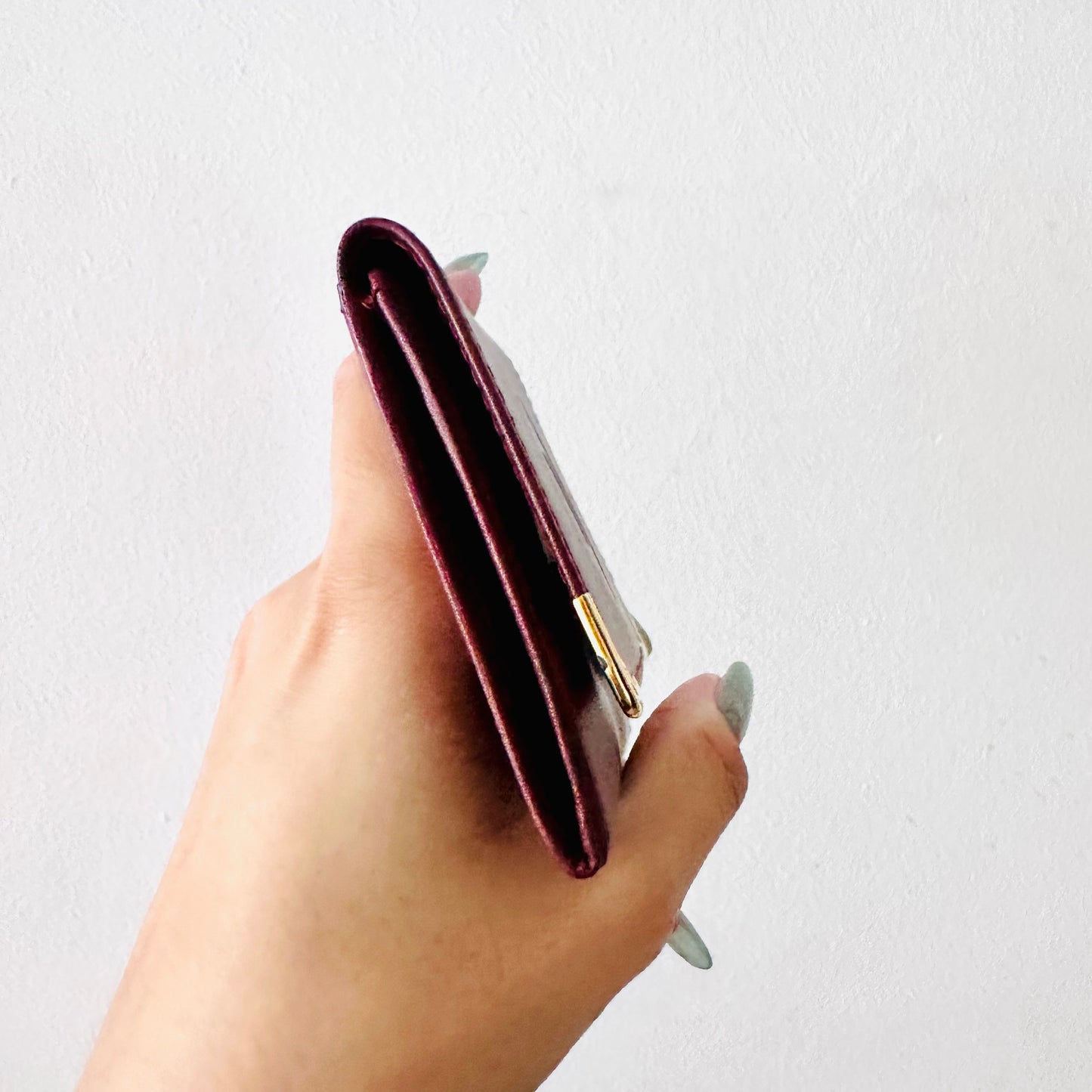 Cartier Maroon GHW Monogram Logo Smooth Leather Vintage Flap Compact Wallet