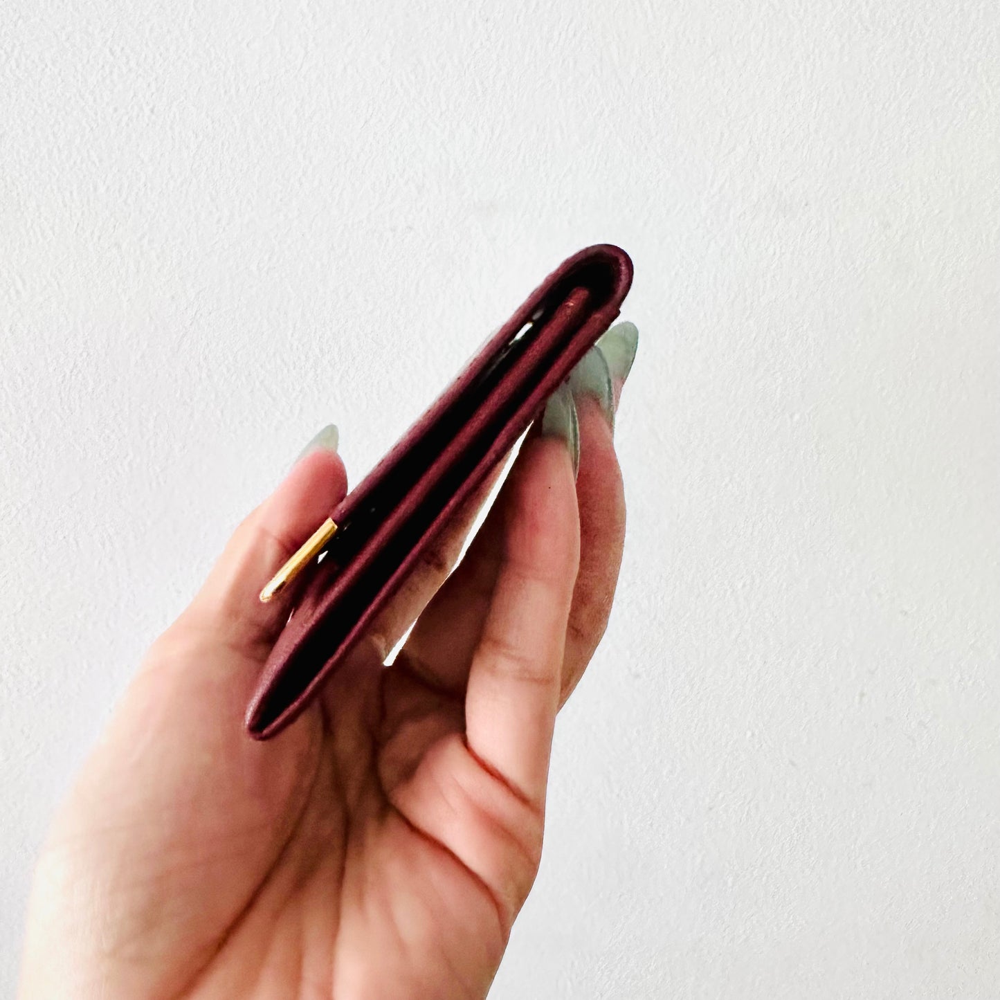 Cartier Maroon GHW Monogram Logo Smooth Leather Vintage Flap Compact Wallet