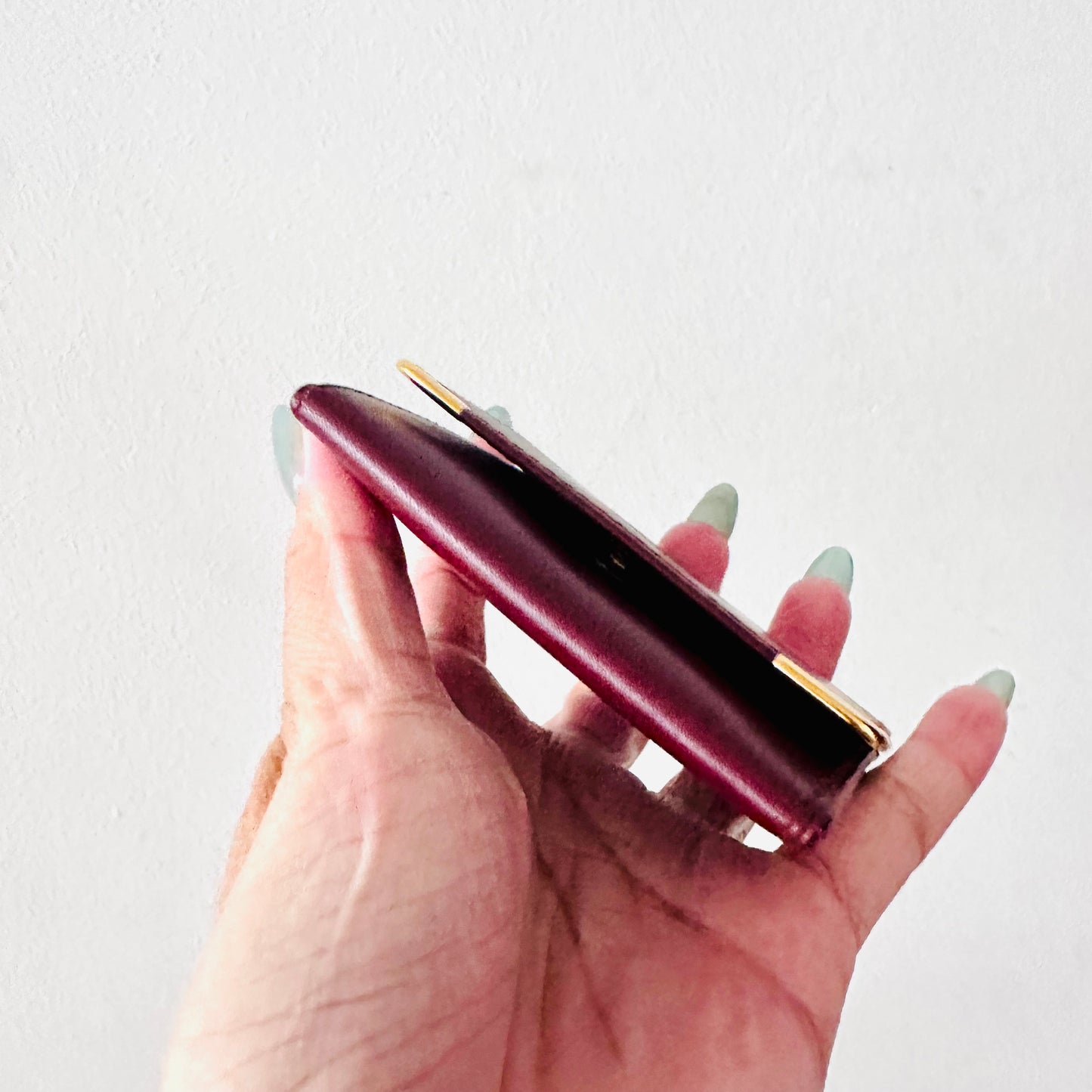 Cartier Maroon GHW Monogram Logo Smooth Leather Vintage Flap Compact Wallet