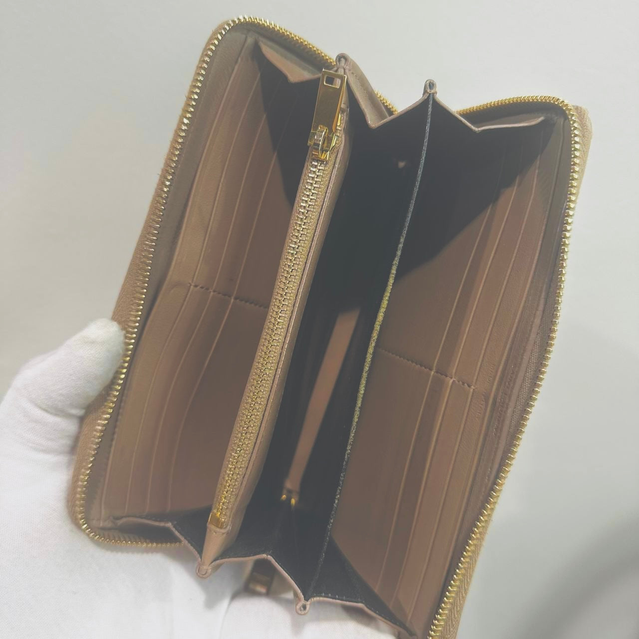 YSL Yves Saint Laurent Warm Taupe GHW Cassandre Smooth Leather Zippy Zip Around Long Wallet