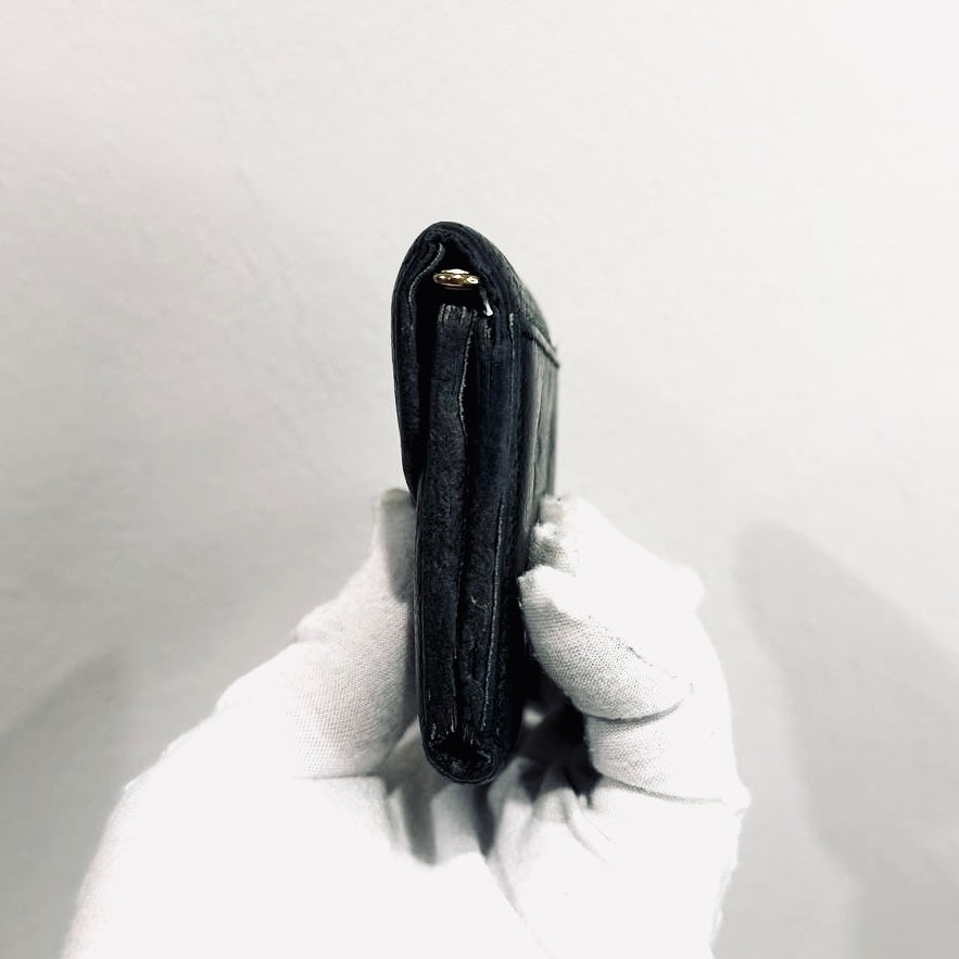 Louis Vuitton LV Zoe Black Empreinte Leather Monogram Logo GHW Flap Compact Trifold Wallet