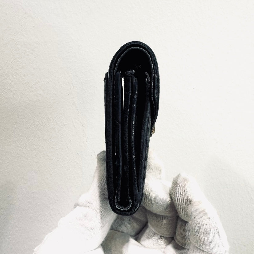 Louis Vuitton LV Zoe Black Empreinte Leather Monogram Logo GHW Flap Compact Trifold Wallet