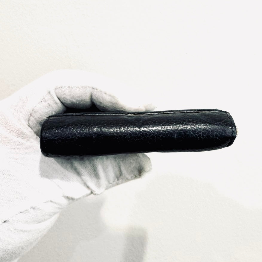 Louis Vuitton LV Zoe Black Empreinte Leather Monogram Logo GHW Flap Compact Trifold Wallet