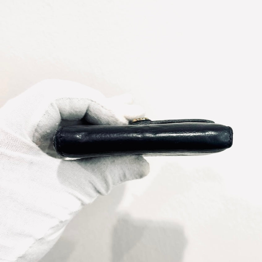 Louis Vuitton LV Zoe Black Empreinte Leather Monogram Logo GHW Flap Compact Trifold Wallet