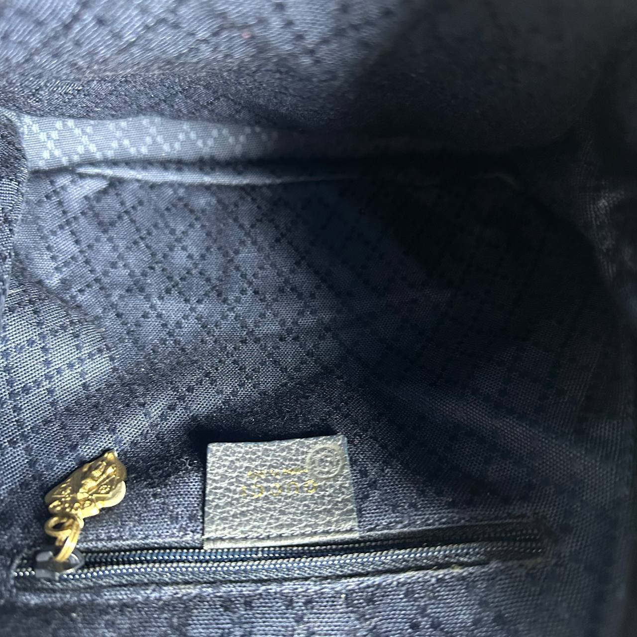Gucci Black GHW Bamboo Handle Small Suede & Leather Monogram Logo Flap Backpack Bag