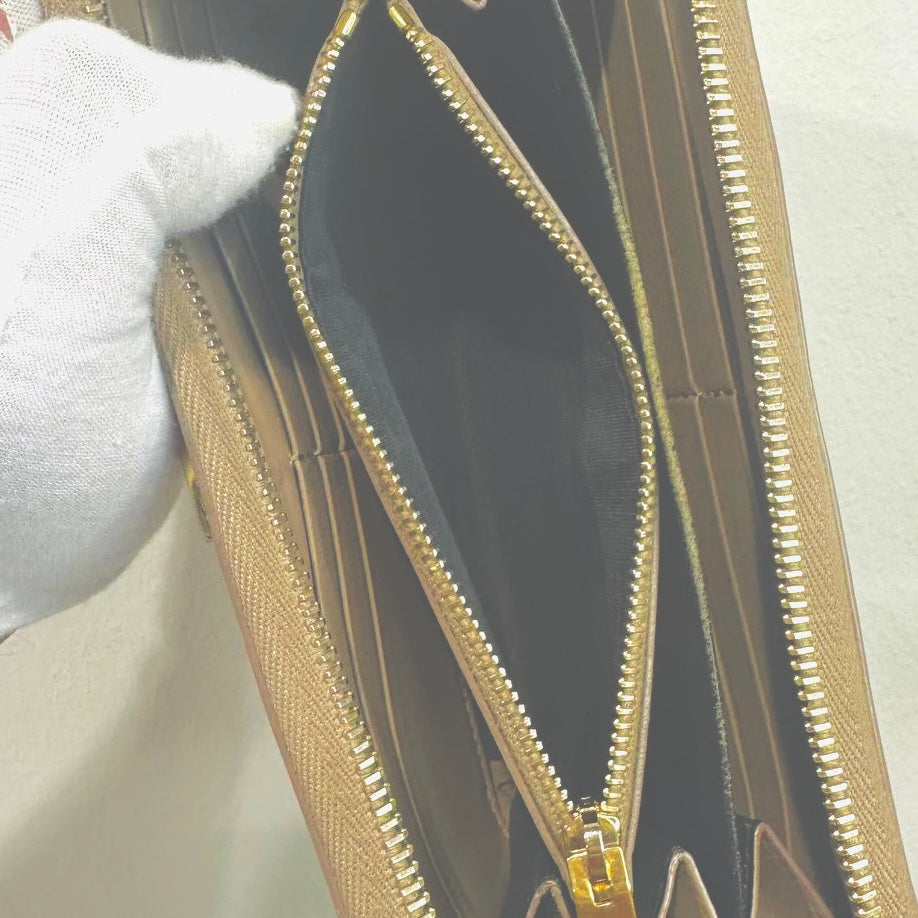 YSL Yves Saint Laurent Warm Taupe GHW Cassandre Smooth Leather Zippy Zip Around Long Wallet