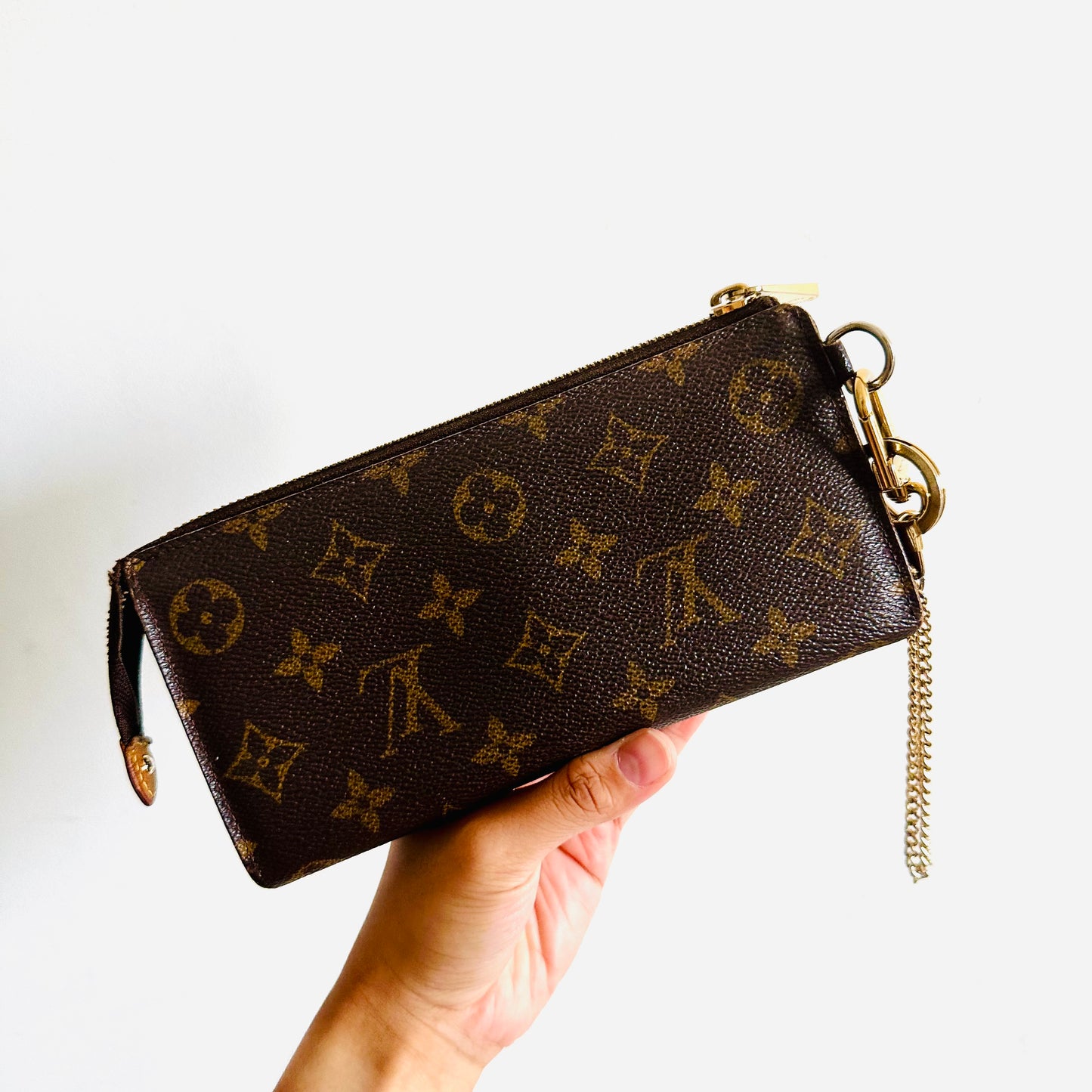 Louis Vuitton LV Portefeiulle Astrid Monogram Logo GHW Zip Flap Long Wallet Pochette Wrislet