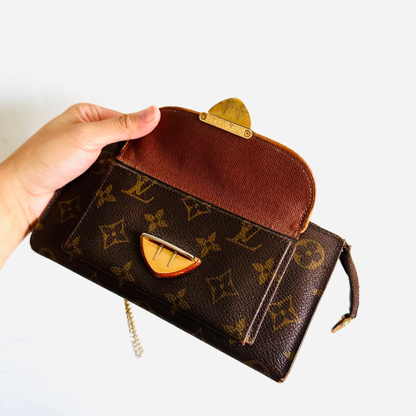 Louis Vuitton LV Portefeiulle Astrid Monogram Logo GHW Zip Flap Long Wallet Pochette Wrislet