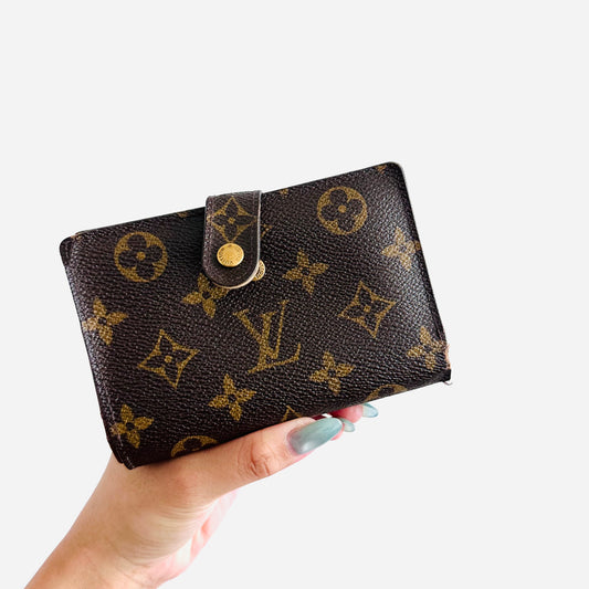 Louis Vuitton LV Porte Monnaie Monogram Logo GHW Compact Flap Bifold Wallet