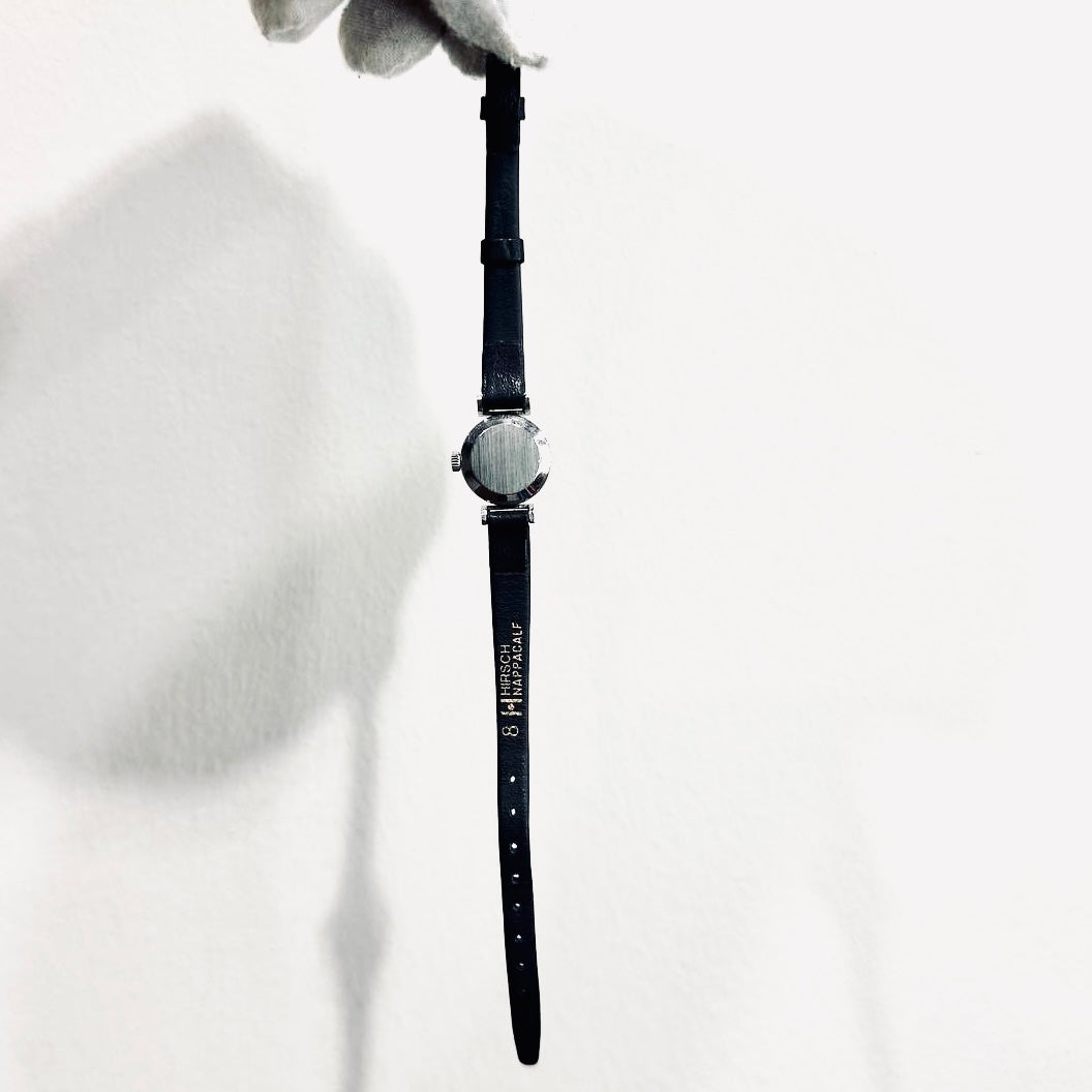 Omega Geneve Round Dial Black Leather Strap 17MM Mechanical Vintage Watch