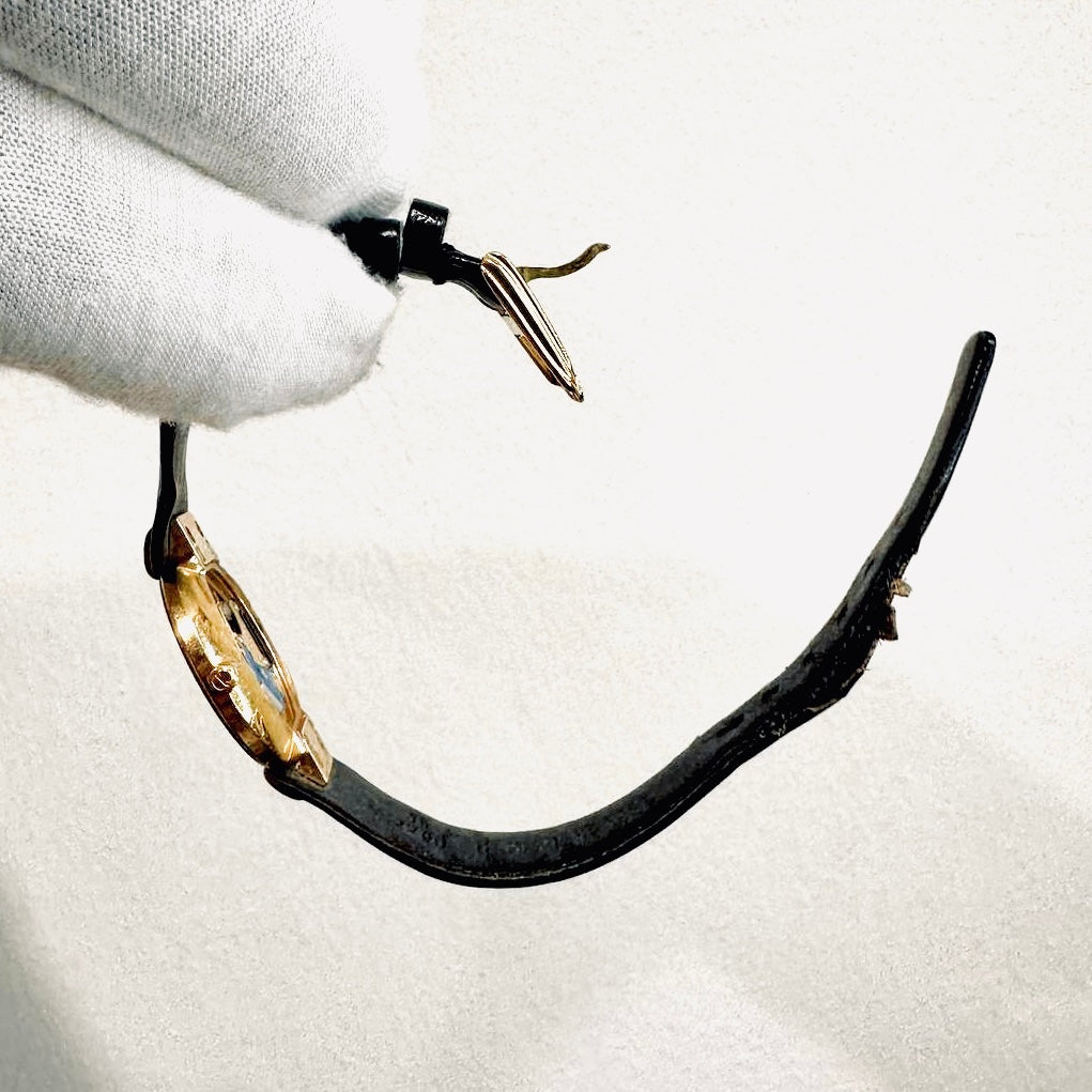 Christian Dior CD Bagira Monogram Logo GHW 26MM Black Leather Strap Quartz Watch