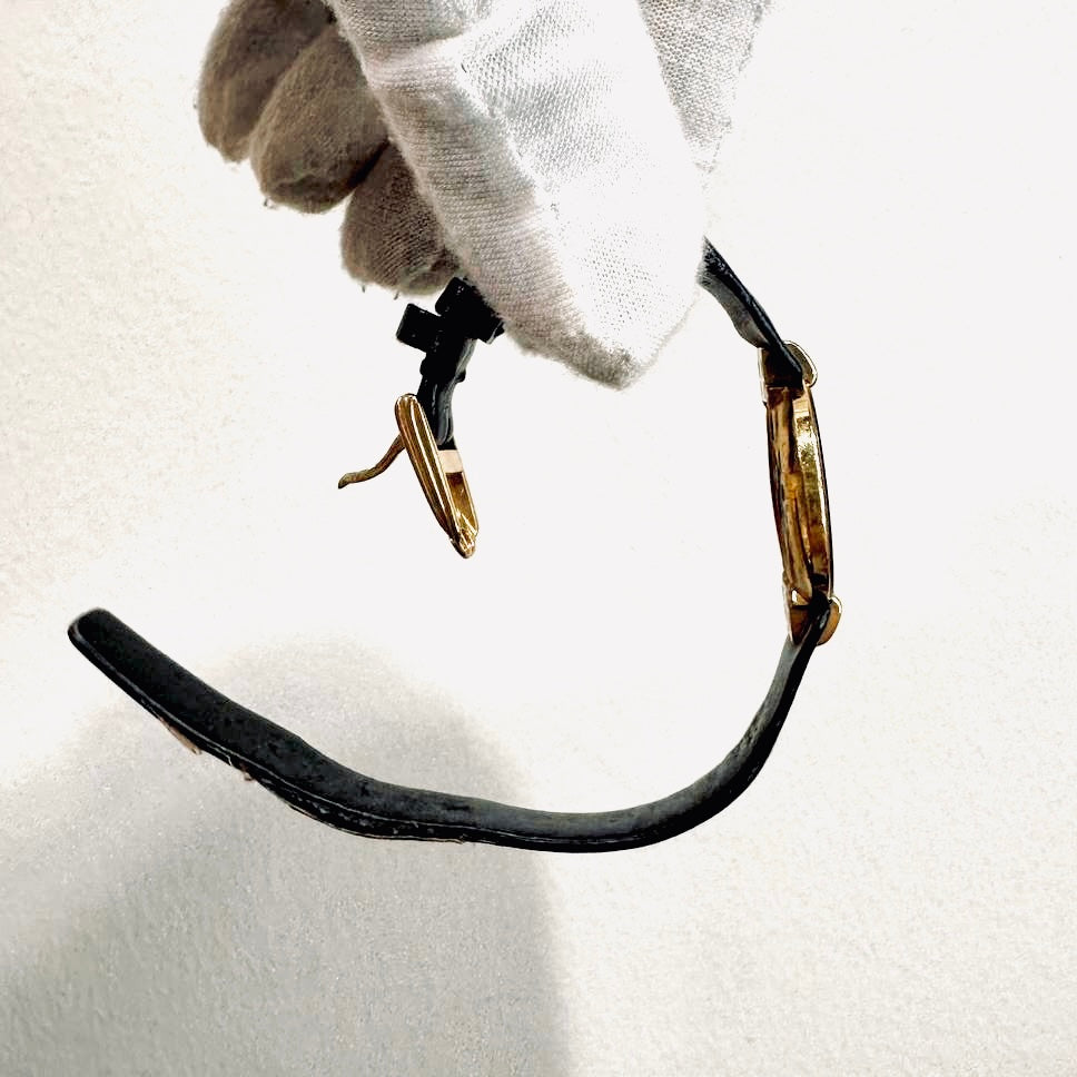 Christian Dior CD Bagira Monogram Logo GHW 26MM Black Leather Strap Quartz Watch