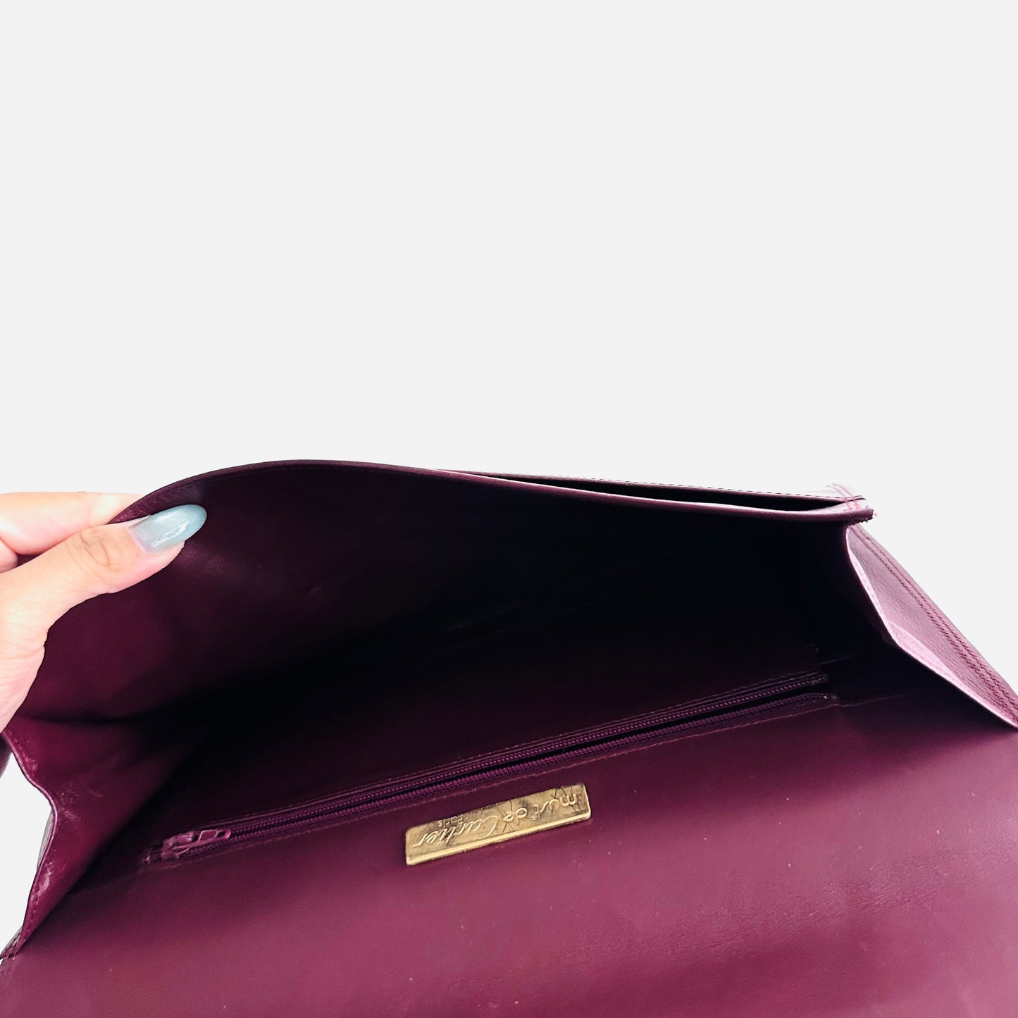 Cartier Must / Mast de Cartier Burgundy Red Maroon GHW Smooth Leather Flap Pouch Clutch Case