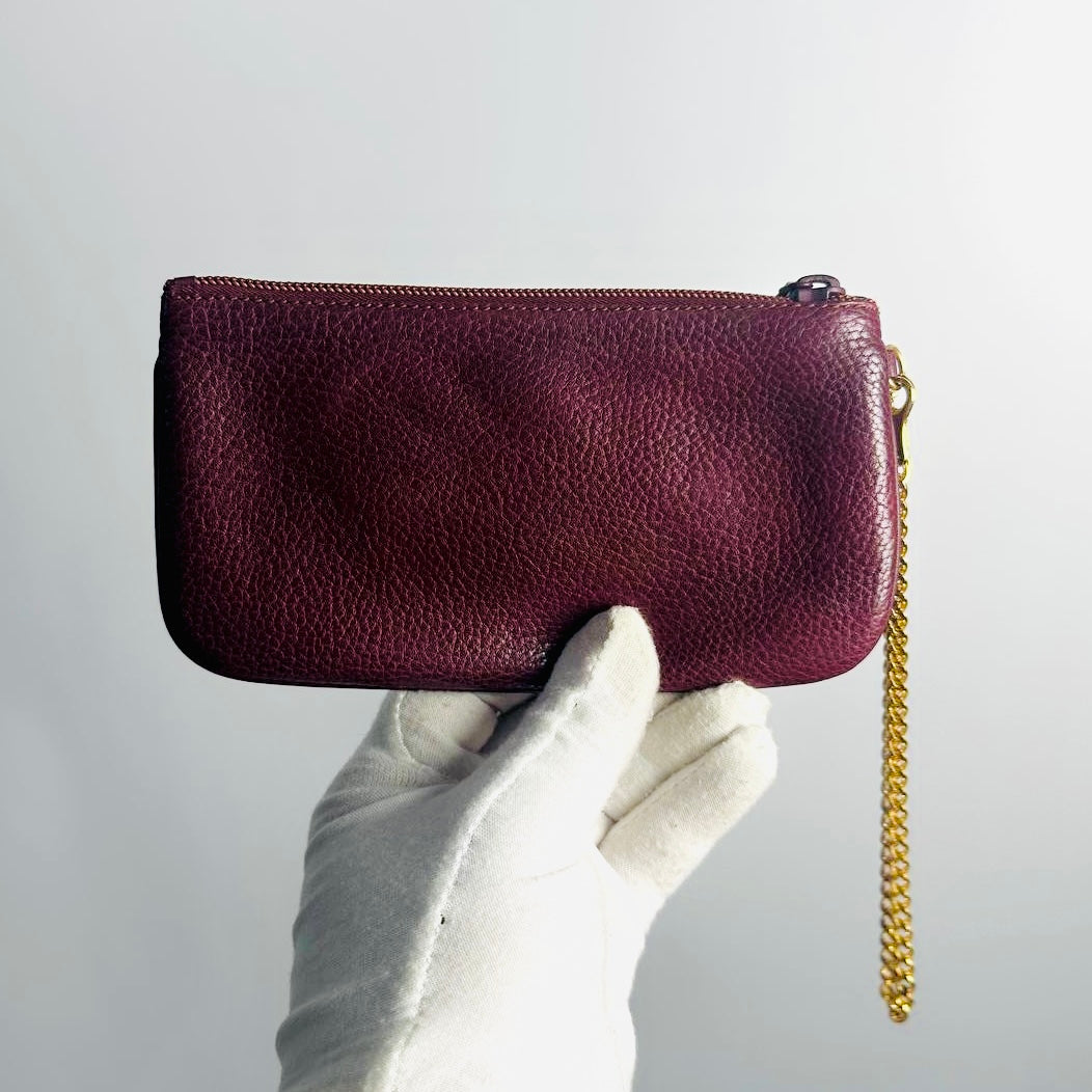 Cartier Must / Mast de Cartier Burgundy Red Maroon GHW Grained Leather 2-Way Chain Pochette Accessories Wrislet Pouch Clutch Case