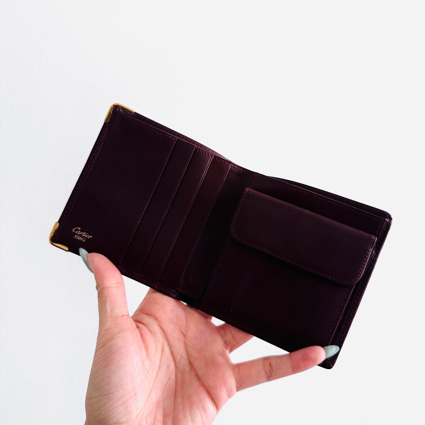 Cartier Must / Mast de Cartier Maroon GHW Smooth Leather Bifold Compact Wallet