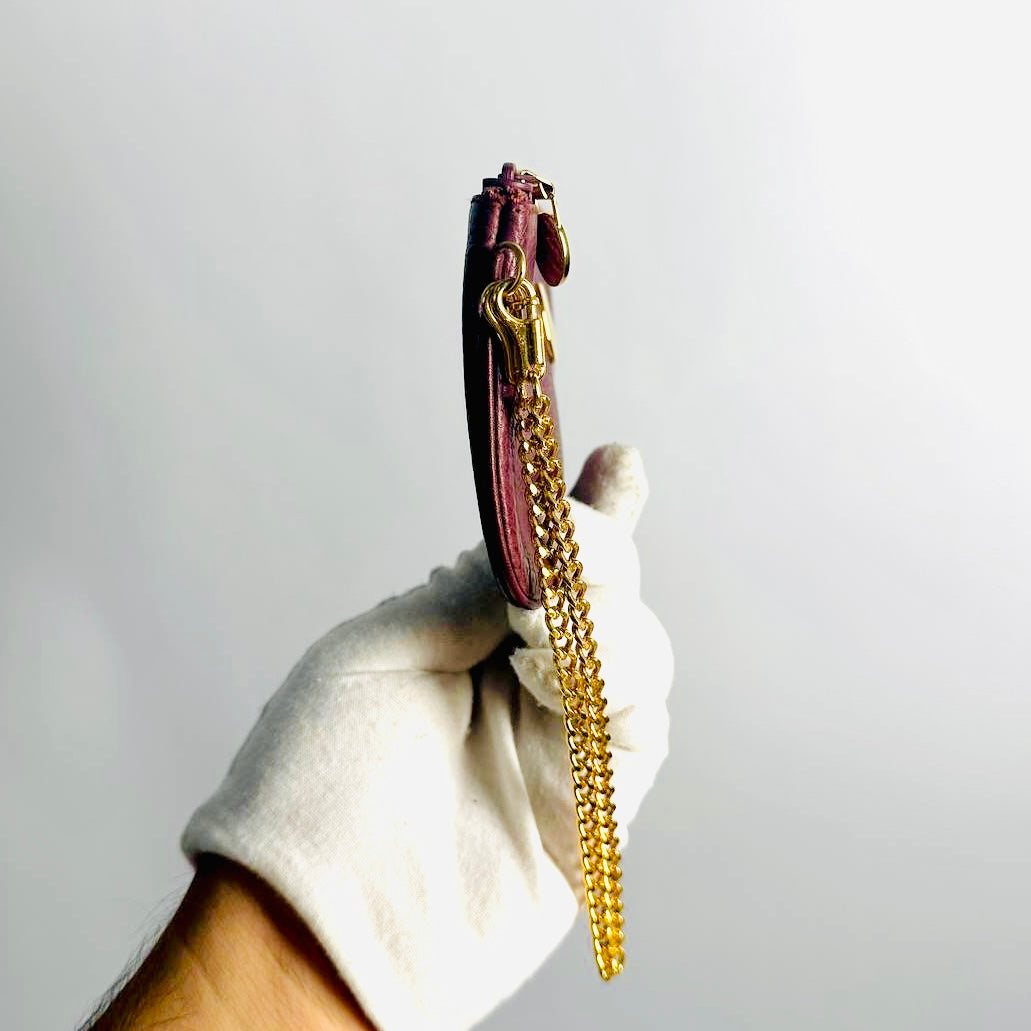 Cartier Must / Mast de Cartier Burgundy Red Maroon GHW Grained Leather 2-Way Chain Pochette Accessories Wrislet Pouch Clutch Case