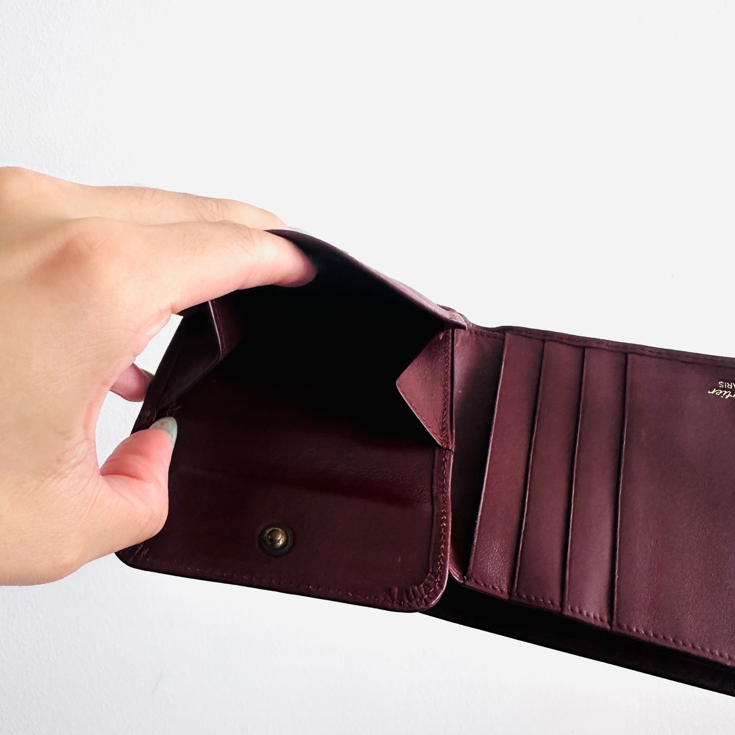 Cartier Must / Mast de Cartier Maroon GHW Smooth Leather Bifold Compact Wallet