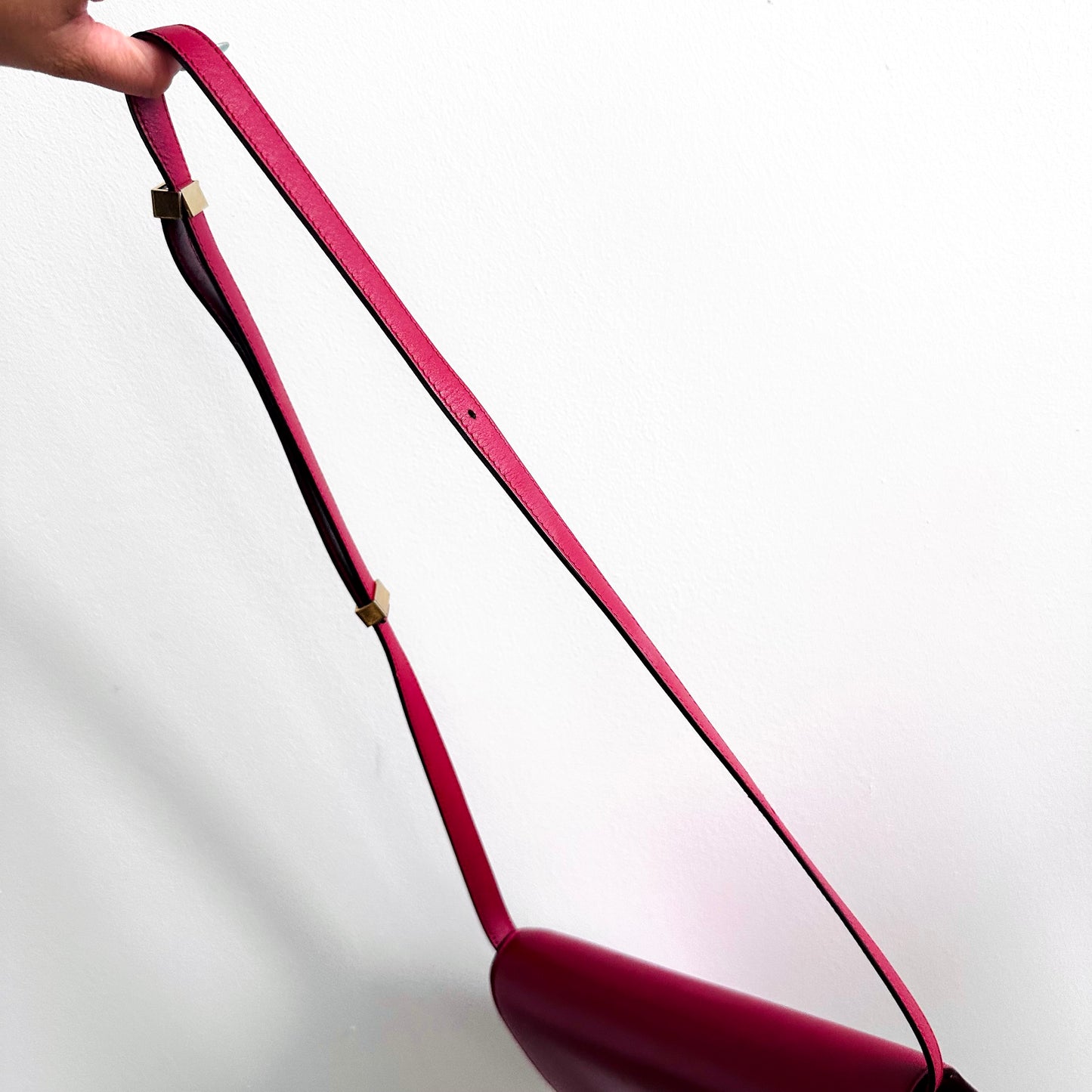 Celine Deep Red GHW Medium Classic Box Monogram Logo Smooth Leather Flap Shoulder Sling Bag