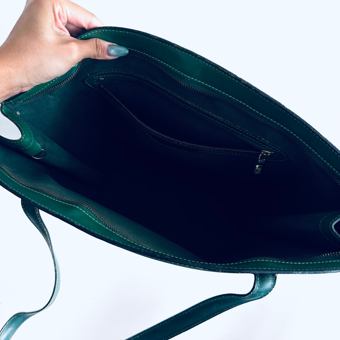 Louis Vuitton LV Green GHW Saint Jacques Epi Leather Monogram Logo Bucket Shopper Shoulder Tote Bag