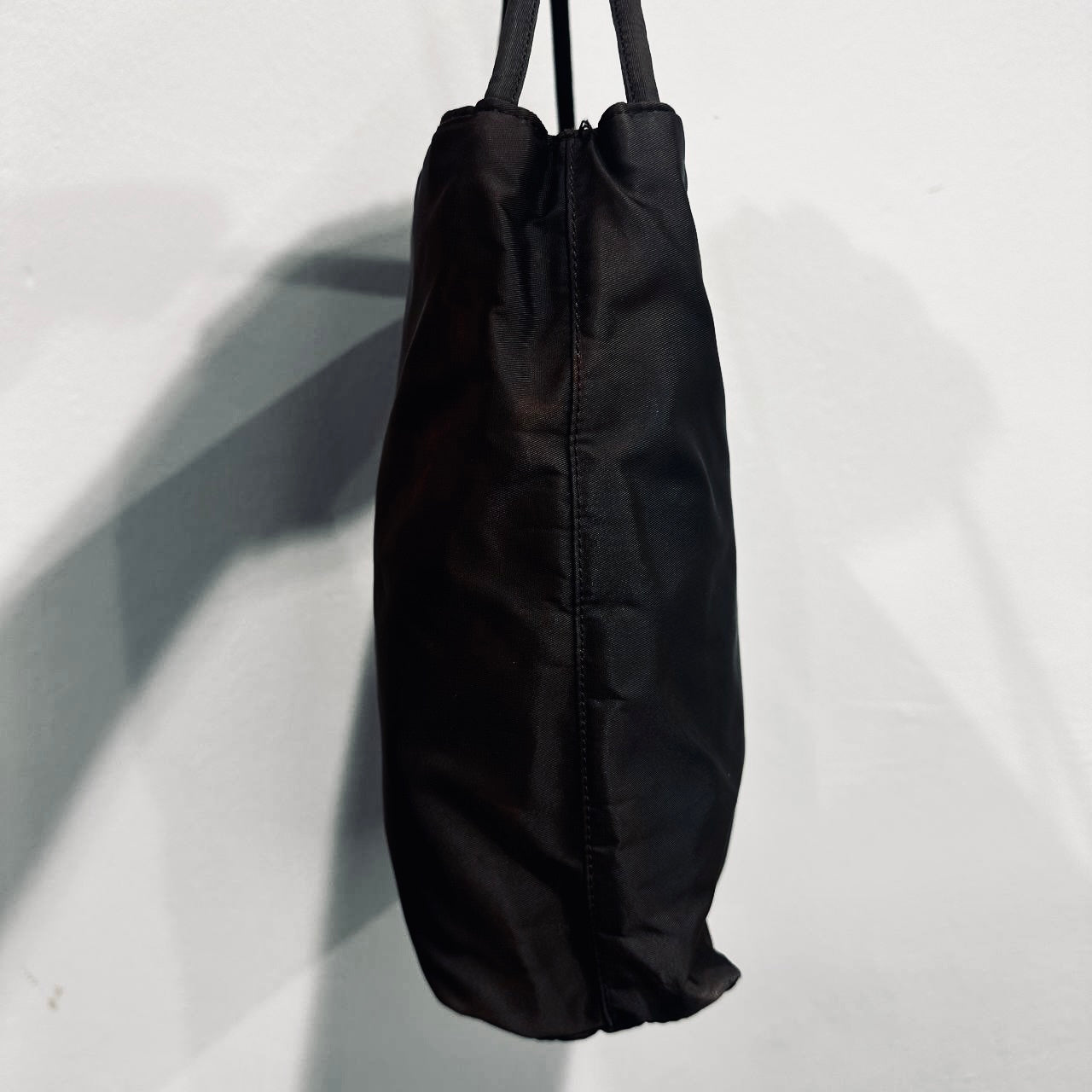 Prada Dark Brown Tessuto Classic Logo Nylon Shopper Shoulder Tote Bag