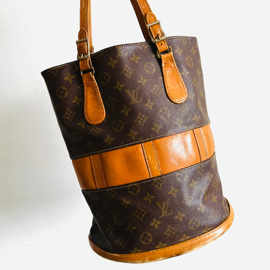 Louis Vuitton LV French Company Bucket Monogram Logo Vintage Shoulder Tote Bag