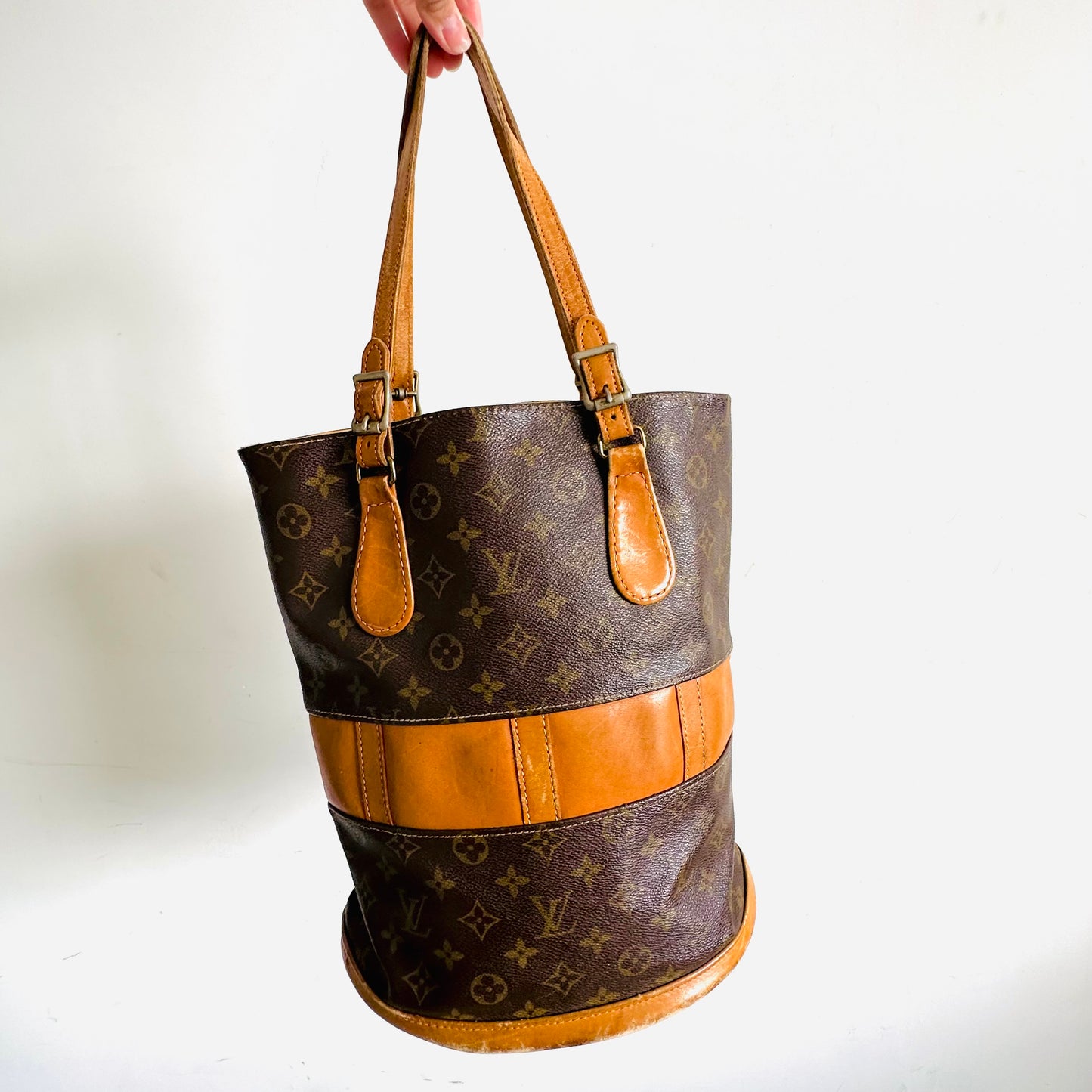 Louis Vuitton LV French Company Bucket Monogram Logo Vintage Shoulder Tote Bag