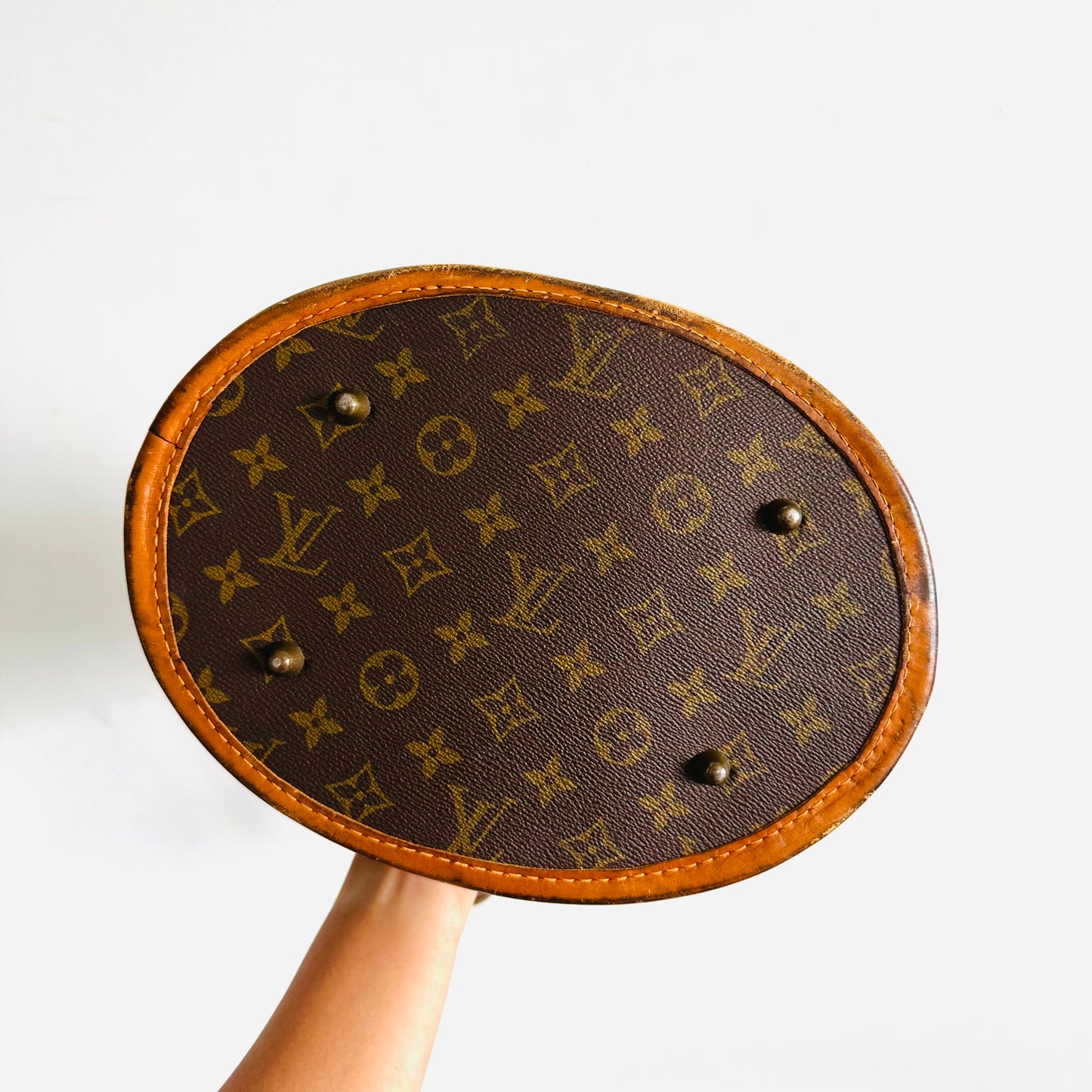 Louis Vuitton LV French Company Bucket Monogram Logo Vintage Shoulder Tote Bag