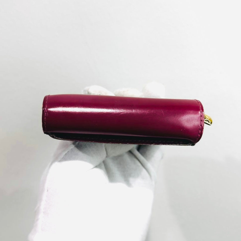 Louis Vuitton LV Zoe Monogram Logo & Fuchsia Leather GHW Flap Compact Trifold Wallet