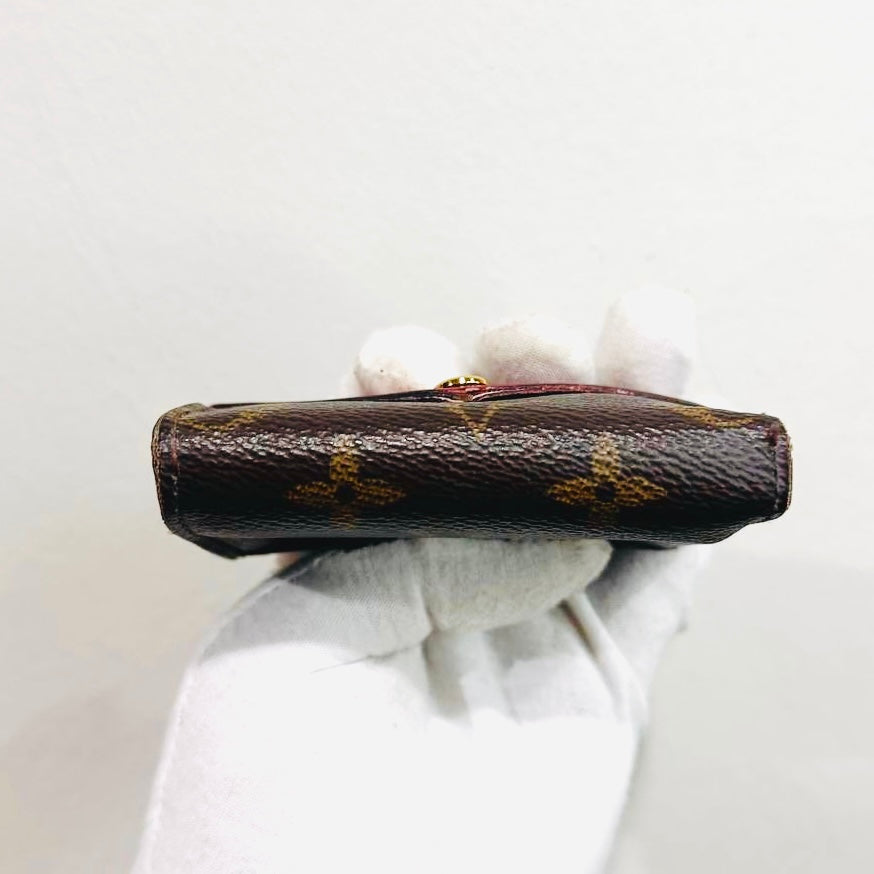 Louis Vuitton LV Zoe Monogram Logo & Fuchsia Leather GHW Flap Compact Trifold Wallet