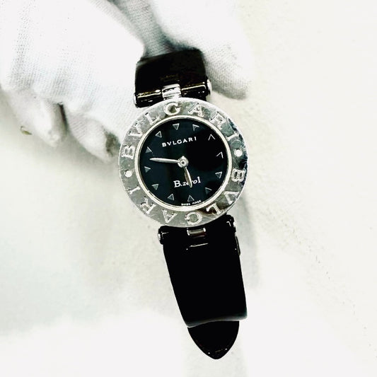 Bvlgari Bulgari B Zero Bzero Black Round Dial Stainless Steel 22MM Quartz Leather Strap Watch