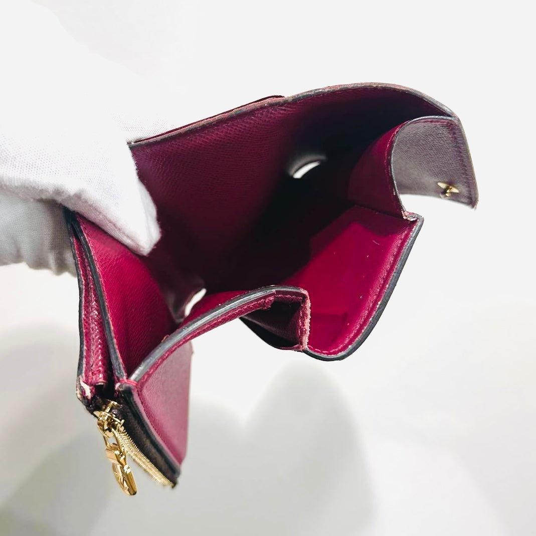 Louis Vuitton LV Zoe Monogram Logo & Fuchsia Leather GHW Flap Compact Trifold Wallet