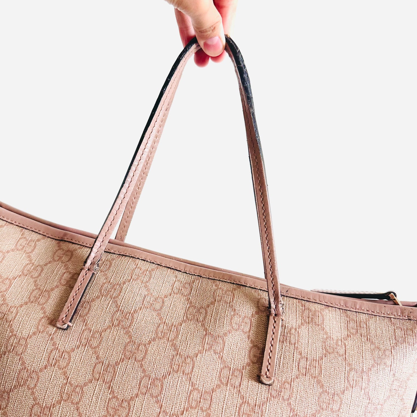 Gucci Pink GHW Supreme GG Monogram Logo 2-Way Shoulder Sling Tote Bag