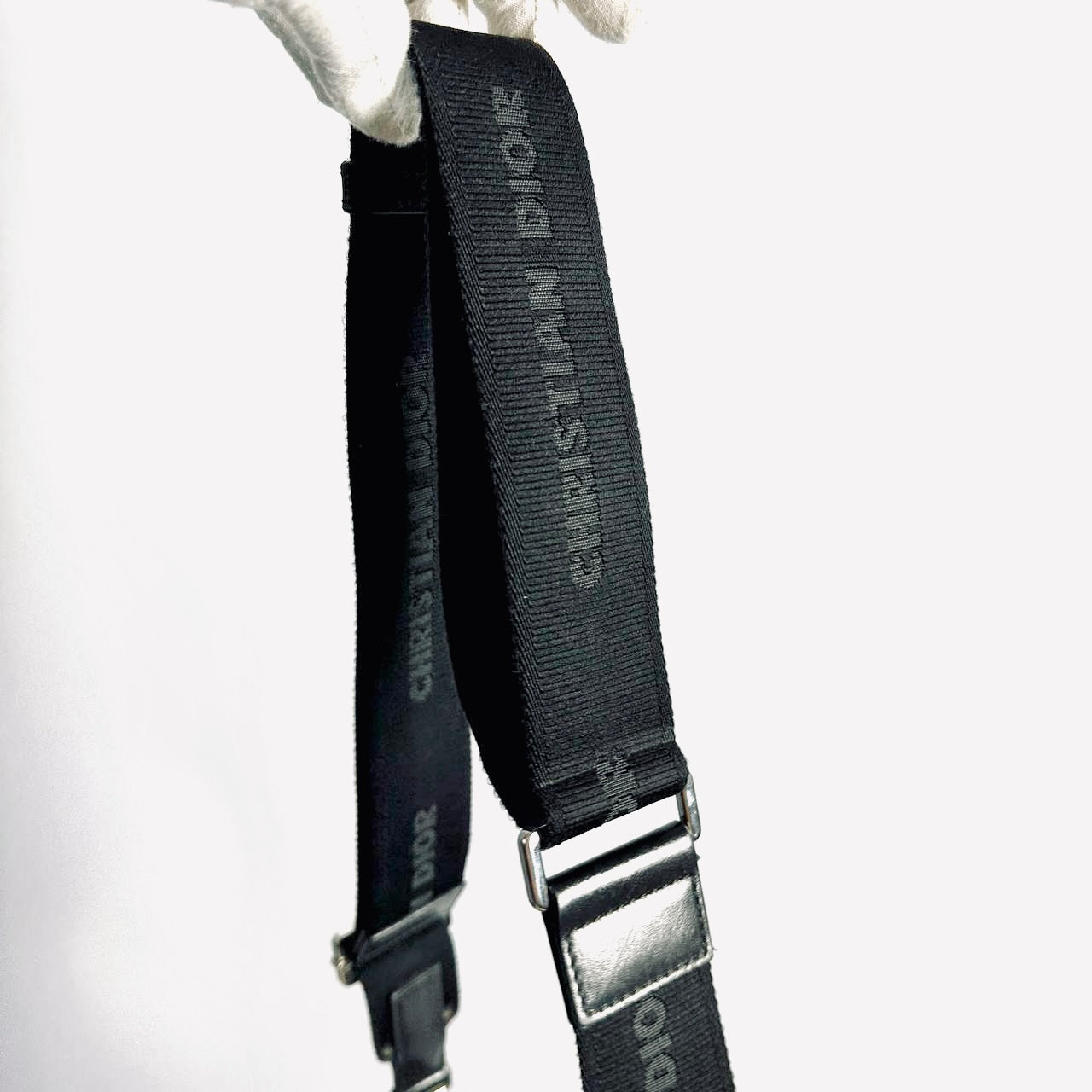 Christian Dior CD Black Oblique Leather Monogram Logo Hobo Roller Messenger Shoulder Sling Bag