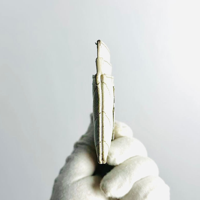 YSL Yves Saint Laurent White Cassandre Grain de Poudre Leather Cardholder Card Case Holder Wallet