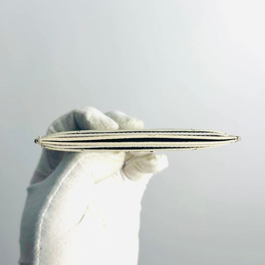 YSL Yves Saint Laurent White Cassandre Grain de Poudre Leather Cardholder Card Case Holder Wallet