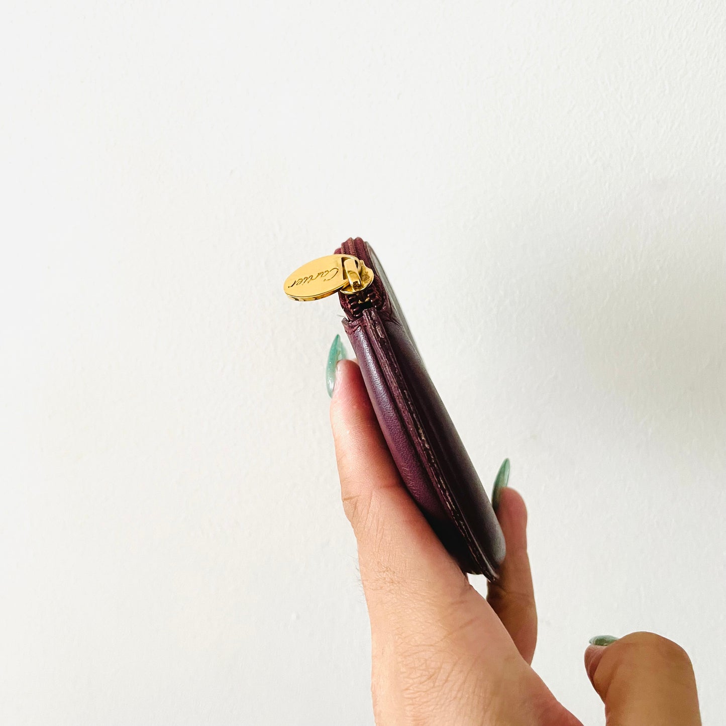 Cartier Must / Mast de Cartier Maroon Burgundy GHW Smooth Leather Round Coin Purse