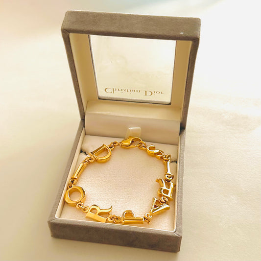 Christian Dior CD Chunky Classic Gold Giant Monogram Logo Bracelet